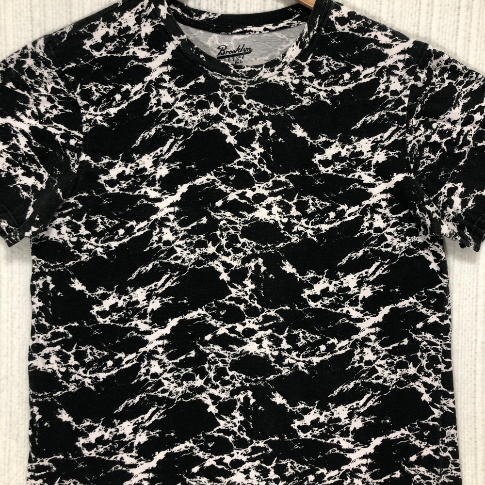 Brooklyn Cloth Co Mens Black White Marble Print‎ T Shirt X Large Cotton